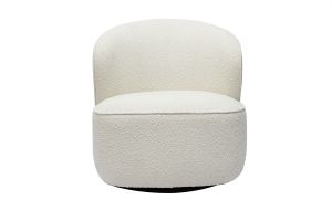 Fauteuil design pivotant en tissu effet laine bouclée blanc AMBER