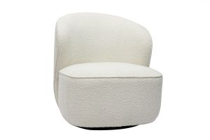 Fauteuil design pivotant en tissu effet laine bouclée blanc AMBER