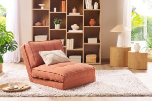 Chauffeuse 1 place convertible en tissu terracotta SALLY