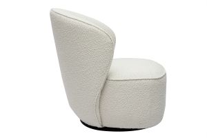Fauteuil design pivotant en tissu effet laine bouclée blanc AMBER