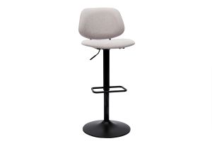 Tabourets de bar relevables design en tissu effet velours beige et métal noir BARNET (lot de 2)