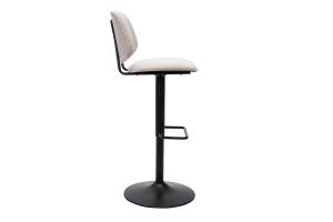 Tabourets de bar relevables design en tissu effet velours beige et métal noir BARNET (lot de 2)