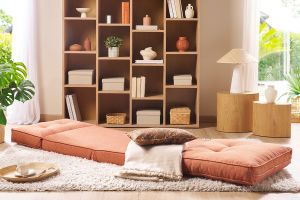 Chauffeuse 1 place convertible en tissu terracotta SALLY