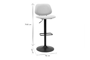 Tabourets de bar relevables design en tissu effet velours beige et métal noir BARNET (lot de 2)