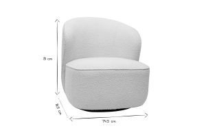 Fauteuil design pivotant en tissu effet laine bouclée blanc AMBER