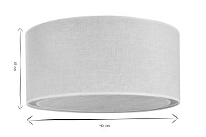 Plafonnier cylindrique en lin beige et rabane naturelle D40 cm TRAVES