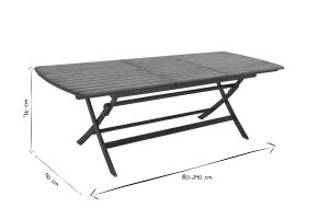 Table de jardin extensible rallonges intégrées en bois massif L180-240 cm CANOPEE