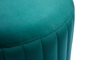 Pouf rond en velours bleu pétrole et métal doré D40 cm DONA