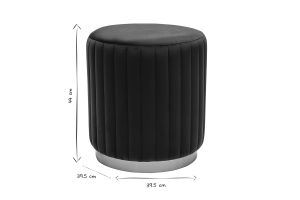 Pouf rond en velours bleu pétrole et métal doré D40 cm DONA