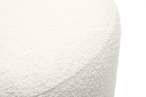 Pouf rond en tissu effet laine bouclée blanc cassé et métal doré D54 cm AMAYA