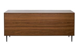 Buffet design en bois foncé chêne massif gravé et métal noir 4 portes L180 cm ARCHIPEL