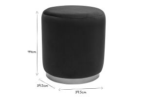 Pouf rond en velours bleu marine et métal doré D40 cm AMAYA