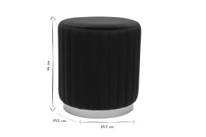 Pouf rond en velours noir et métal doré D40 cm DONA