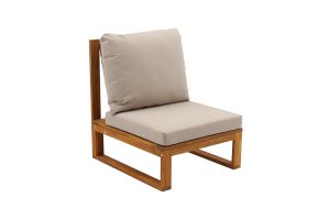 Salon de jardin d'angle 6-8 places en bois massif avec coussins déhoussables taupe SALSA