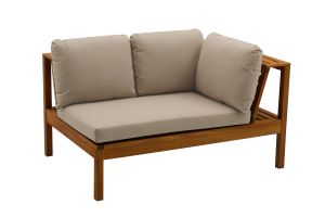 Salon de jardin d'angle 6 places en bois massif avec coussins déhoussables taupe BELIZE