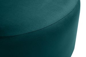 Pouf rond en velours bleu pétrole et métal doré D54 cm AMAYA