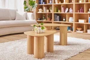 Tables basses gigognes design en bois clair (lot de 2) FOLEEN