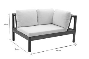 Salon de jardin d'angle 6 places en bois massif avec coussins déhoussables taupe BELIZE
