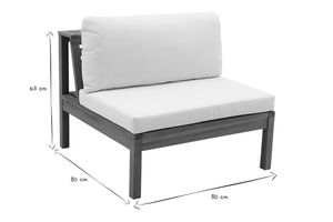Salon de jardin d'angle 6 places en bois massif avec coussins déhoussables taupe BELIZE