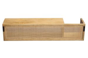 Etagère murale en bois manguier massif et cannage rotin L90 cm ACANGE