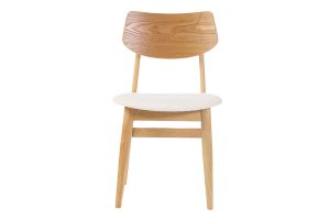 Chaises scandinaves en bois clair et tissu effet laine bouclée blanc (lot de 2) ELION