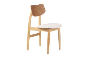 Chaises scandinaves en bois clair et tissu effet laine bouclée blanc (lot de 2) ELION