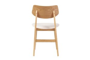 Chaises scandinaves en bois clair et tissu effet laine bouclée blanc (lot de 2) ELION