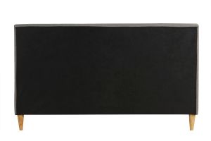 Lit 2 places 160x200 cm avec tête de lit en tissu gris clair LEONCE