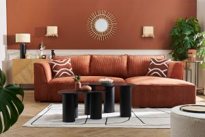 Tables basses gigognes design en bois noir (lot de 2) FOLEEN