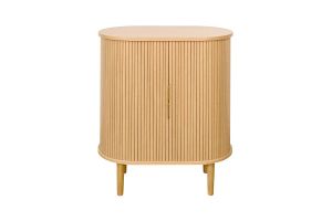 Buffet haut vintage avec portes coulissantes bois clair chêne L70 cm EPIC