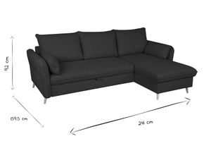 Canapé d'angle convertible réversible avec coffre 3-4 places en tissu effet velours terre brûlée et bois clair DRISS