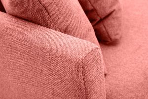 Canapé scandinave déhoussable 3 places en tissu effet velours texturé terracotta et bois clair OSLO