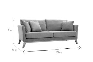 Canapé scandinave déhoussable 3 places en tissu effet velours texturé terracotta et bois clair OSLO