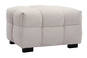 Pouf repose-pieds design en tissu effet velours texturé beige CORTO