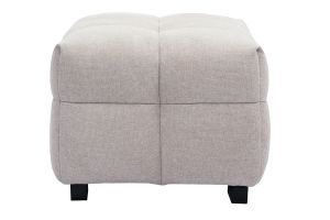 Pouf repose-pieds design en tissu effet velours texturé beige CORTO