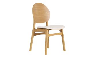 Chaises scandinaves en bois clair et tissu effet laine bouclée blanc (lot de 2) ELTON