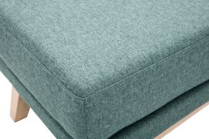 Pouf repose-pieds déhoussable scandinave en tissu vert de gris et bois clair OSLO