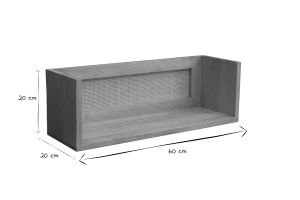Mensola da parete in legno massello di mango e motivo a intreccio rattan L60 cm ACANGE