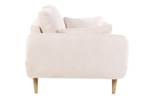 Canapé scandinave 3 places en tissu velours côtelé écru et bois clair CREEP