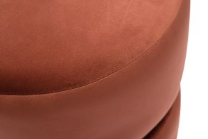 Pouf rond en velours bleu rouge tomette et métal doré D40 cm JOY