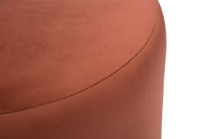 Pouf rond en velours rouge tomette et métal doré D40 cm AMAYA