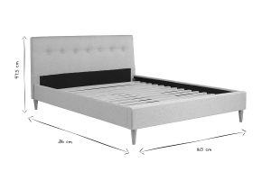 Lit 2 places 160x200 cm avec tête de lit en tissu beige LEONCE