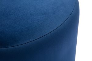 Pouf rond en velours bleu marine et métal doré D40 cm AMAYA