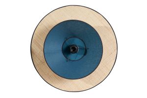 Suspension en lin bleu paon et rabane naturelle D55 cm AZAMI