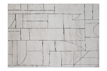 Tapis rectangulaire à motifs géométriques blanc cassé et noir 160 x 230 cm ENVY