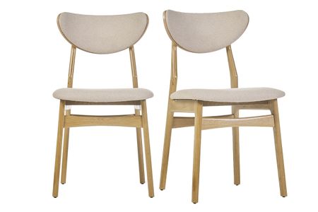 Chaises scandinaves en tissu effet laine bouclée beige et bois clair chêne massif (lot de 2) MAYA