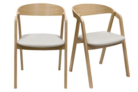 Chaises scandinaves empilables en bois clair chêne et tissu beige (lot de 2) LOVA