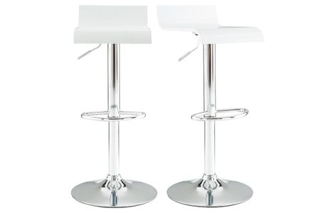 Tabourets de bar design blancs et acier chromé (lot de 2) SURF V2