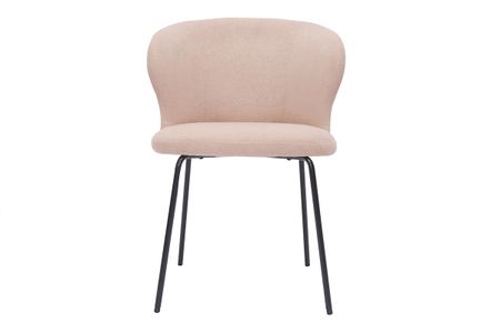 Chaise design en tissu effet velours rose poudré et métal noir YDA