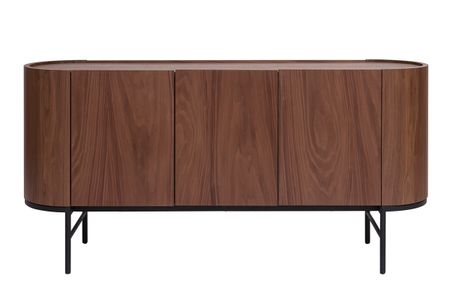 Buffet design bois foncé noyer et métal noir 3 portes L160 cm SKYE
